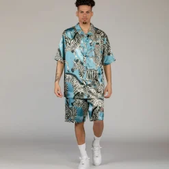 Grimey Camisa Animal Satin - Blue | Summer 23 Cheap