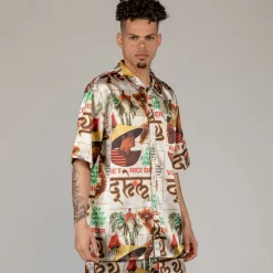 Grimey Camisa Viet Cong Beer Satin - White | Summer 23 Hot