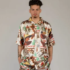 Grimey Camisa Viet Cong Beer Satin - White | Summer 23 Hot