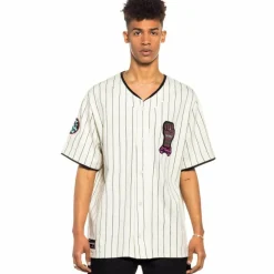 Grimey Camiseta De Baseball Day Dreamer Stripes - White| Spring 22 Clearance