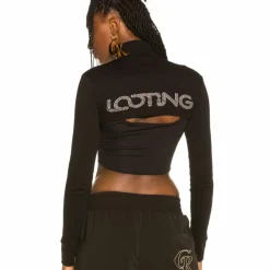 Grimey Camiseta Chica Sighting In Vostok Long Sleeve Crop Top Fw19 Black Flash Sale