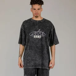Grimey Camiseta Cloven Tongues Stone Washed Oversized - Washed Black | Summer 23 Cheap