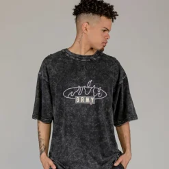 Grimey Camiseta Cloven Tongues Stone Washed Oversized - Washed Black | Summer 23 Cheap