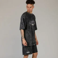 Grimey Camiseta Cloven Tongues Stone Washed Oversized - Washed Black | Summer 23 Cheap