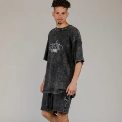 Grimey Camiseta Cloven Tongues Stone Washed Oversized - Washed Black | Summer 23 Cheap