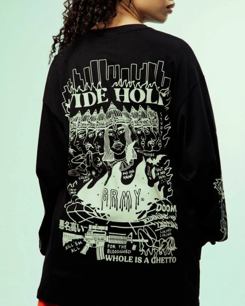 Grimey Camiseta Manga Larga Back At You - Black | Fw23 Fashion