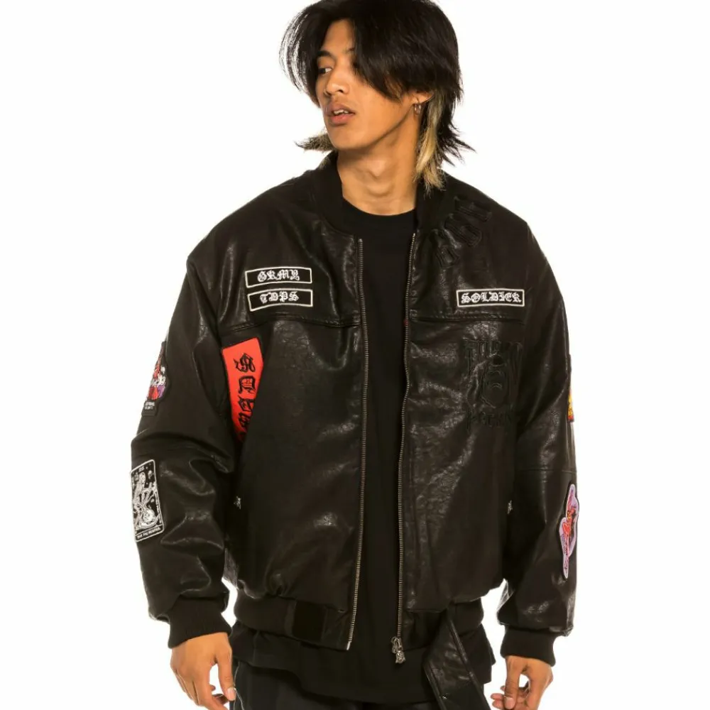 Grimey Chaqueta Bomber "Cecilio X Grmy" Pu Leather | Black - Fall 21 Flash Sale
