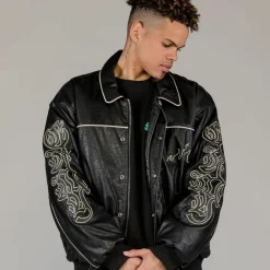 Grimey Chaqueta Fire Route Pu Leather - Black | Spring 23 Outlet