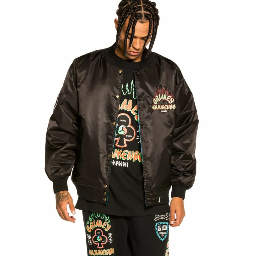 Grimey Chaqueta Satinada Reversible "Destroy All Fear" - Red | Fall 21 Sale