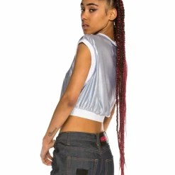 Grimey Crop Top Chica Acknowledge Ss20 Silver Flash Sale