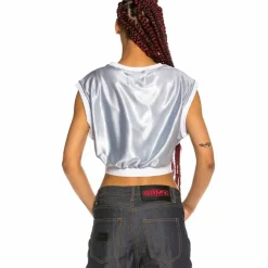 Grimey Crop Top Chica Acknowledge Ss20 Silver Flash Sale
