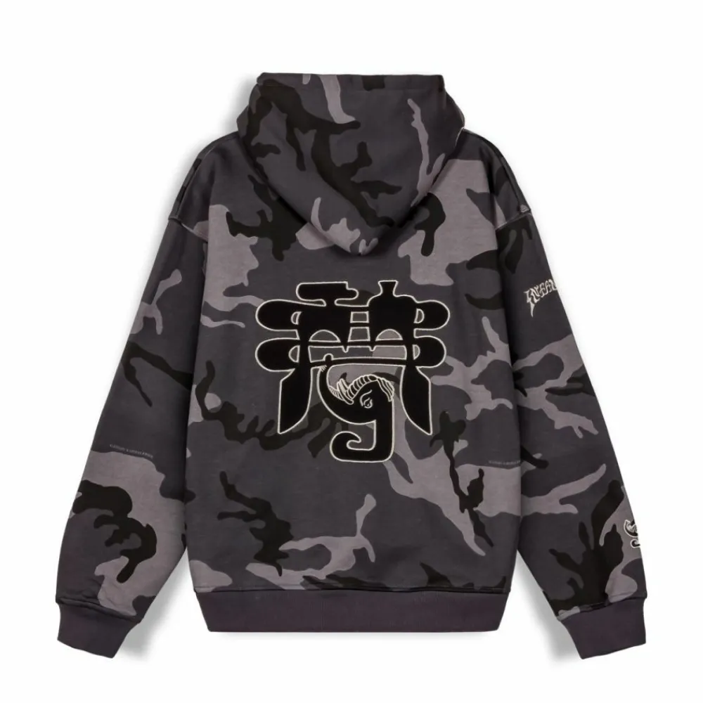 Grimey All Over Print Tusker Temple Vintage Hoodie Black | Fw23 Discount