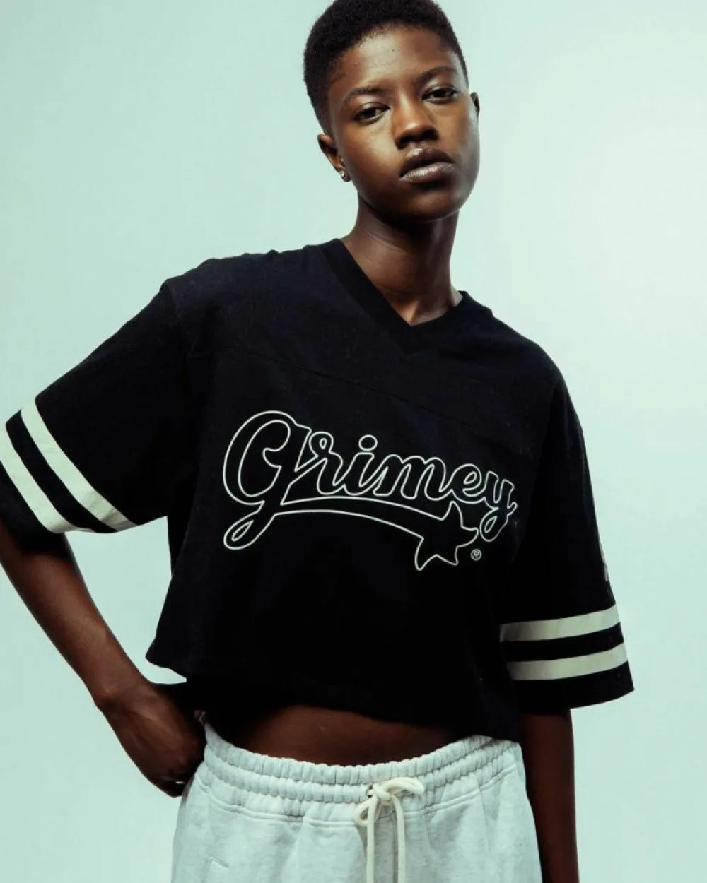 Grimey Madrid Girl Crop Football Jersey - Black | Fw23 Discount