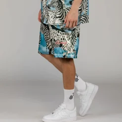 Grimey Pantalon Corto Animal Satin - Blue | Summer 23 Cheap