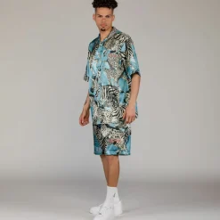 Grimey Pantalon Corto Animal Satin - Blue | Summer 23 Cheap
