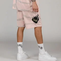 Grimey Pantalon Corto Cloven Tongues All Over Print Mesh - Cream | Summer 23 Store