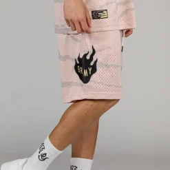 Grimey Pantalon Corto Cloven Tongues All Over Print Mesh - Cream | Summer 23 Store