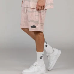 Grimey Pantalon Corto Cloven Tongues All Over Print Mesh - Cream | Summer 23 Store