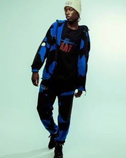 Grimey Pantalon Back At You All Over Print Polar Fleece - Royal Blue | Fw23 Cheap