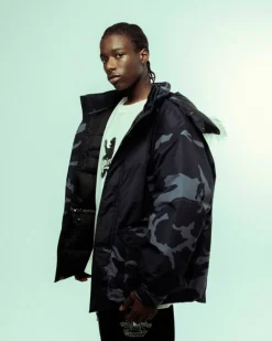 Grimey Parka All Over Print Tusker Temple Puffer - Black | Fw23 Flash Sale