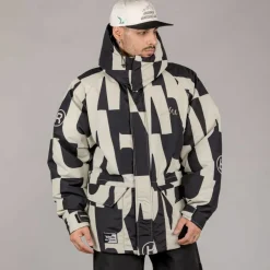 Grimey Parka Snow Fox All Over Print - Black | Winter 22 Clearance