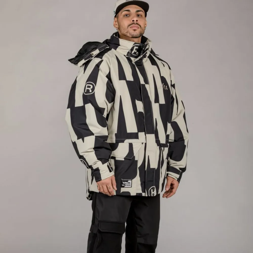 Grimey Parka Snow Fox All Over Print - Black | Winter 22 Clearance