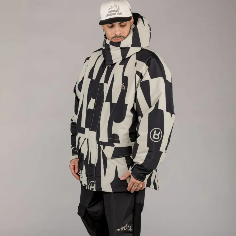 Grimey Parka Snow Fox All Over Print - Black | Winter 22 Clearance