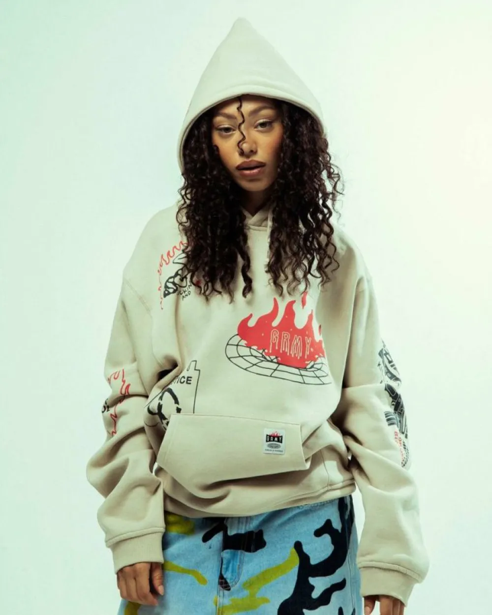Grimey Sudadera Capucha Back At You Wide Hole Vintage - Cream | Fw23 Cheap