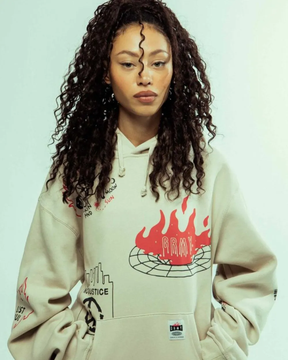Grimey Sudadera Capucha Back At You Wide Hole Vintage - Cream | Fw23 Cheap