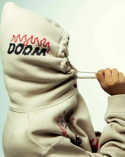 Grimey Sudadera Capucha Back At You Wide Hole Vintage - Cream | Fw23 Cheap