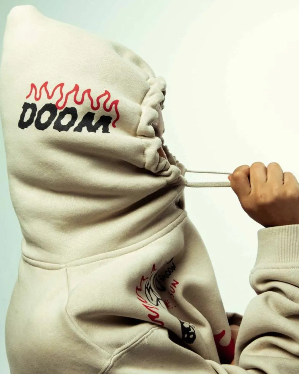 Grimey Sudadera Capucha Back At You Wide Hole Vintage - Cream | Fw23 Cheap