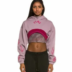 Grimey Sudadera Chica Yoga Fire Super Crop Hoodie Fw20 Violet Store