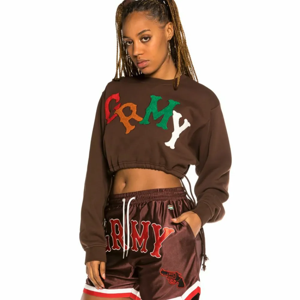 Grimey Sudadera Corta De Chica "The Loot" - Brown | Spring 21 Sale