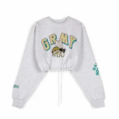 Grimey Sudadera De Chica "Hive" Crop Heavyweight Crewneck - Sport Grey | Fall 22 Online