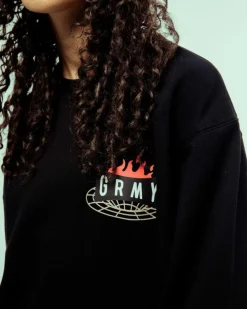 Grimey Sudadera Back At You Vintage Crewneck - Black | Fw23 Cheap