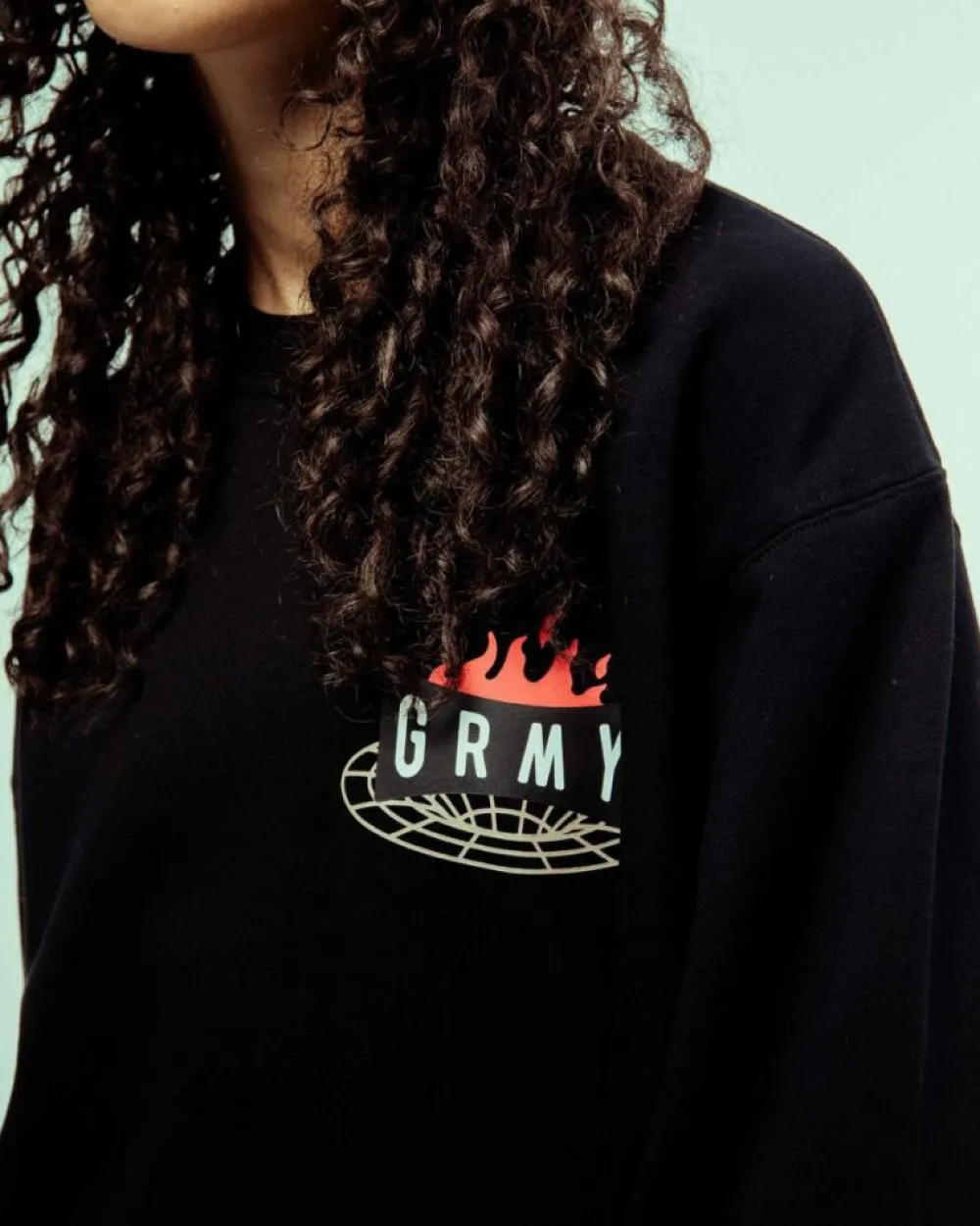 Grimey Sudadera Back At You Vintage Crewneck - Black | Fw23 Cheap