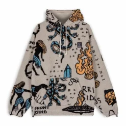 Grimey Sudadera Lost Boys All Over Sherpa Hoodie - Cream | Winter 22 Best Sale