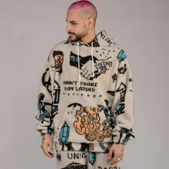 Grimey Sudadera Lost Boys All Over Sherpa Hoodie - Cream | Winter 22 Best Sale