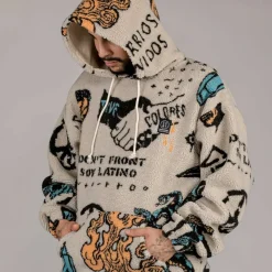 Grimey Sudadera Lost Boys All Over Sherpa Hoodie - Cream | Winter 22 Best Sale
