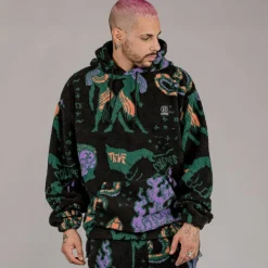 Grimey Sudadera Lost Boys All Over Sherpa Hoodie - Black | Winter 22 Flash Sale