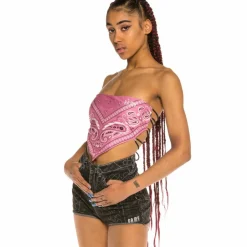 Grimey Top Chica Carnitas All Over Print Ss20 Rose Hot