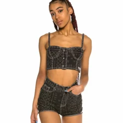 Grimey Top Chica Carnitas Denim Ss20 Black Hot
