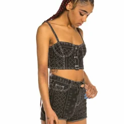 Grimey Top Chica Carnitas Denim Ss20 Black Hot