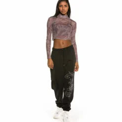 Grimey Top Chica Yoga Fire Mesh Long Sleeve Fw20 Violet Cheap
