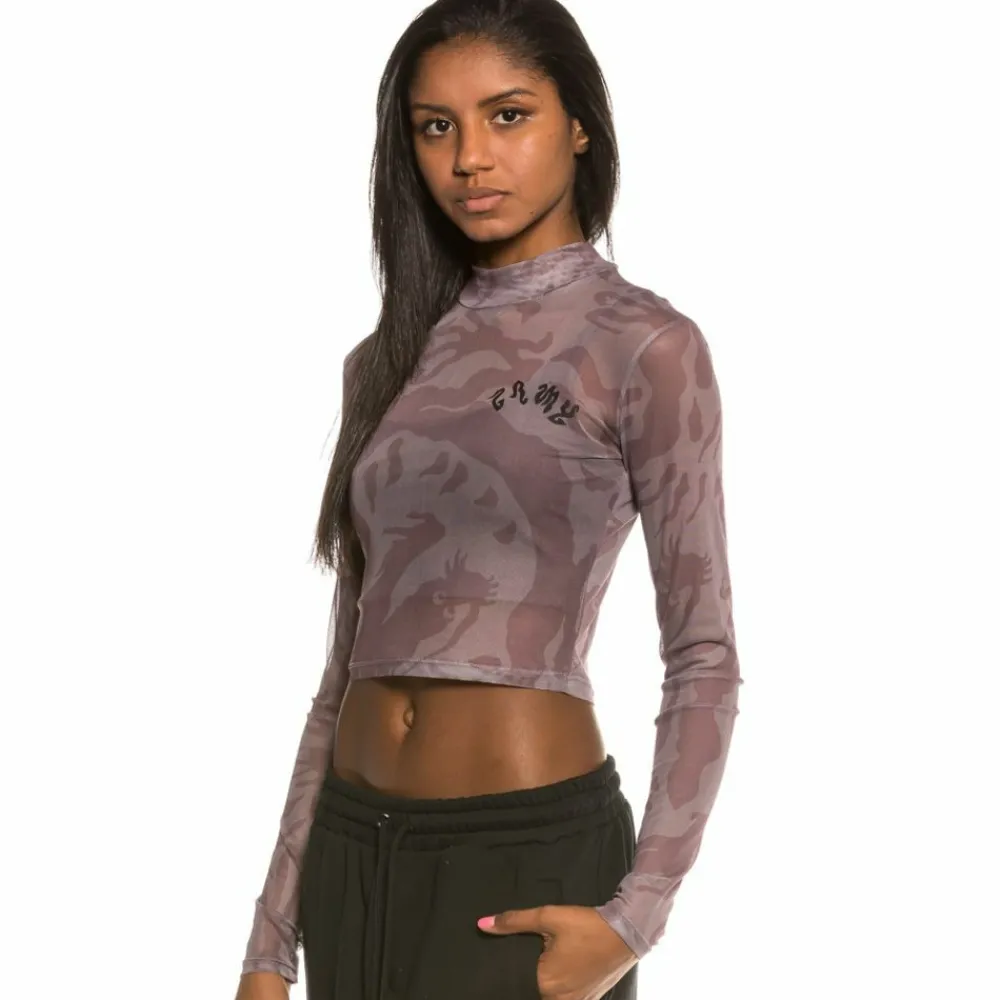Grimey Top Chica Yoga Fire Mesh Long Sleeve Fw20 Violet Cheap