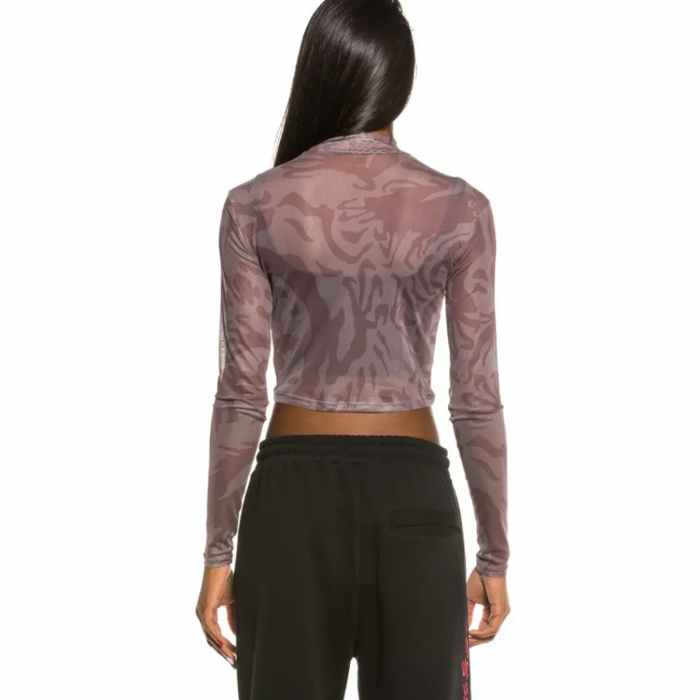 Grimey Top Chica Yoga Fire Mesh Long Sleeve Fw20 Violet Cheap