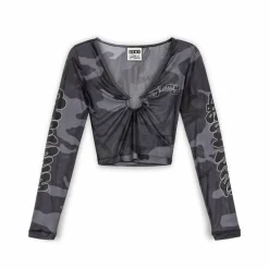 Grimey Top Tusker Temple Micro Mesh Girl Crop - Black | Fw23 Best