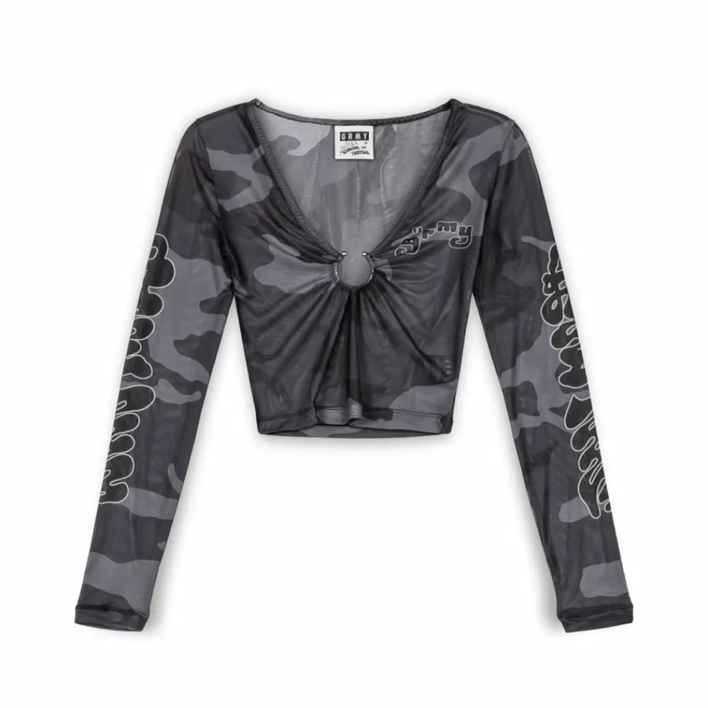 Grimey Top Tusker Temple Micro Mesh Girl Crop - Black | Fw23 Best