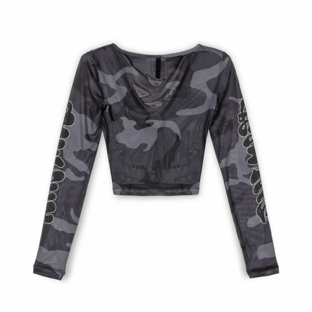 Grimey Top Tusker Temple Micro Mesh Girl Crop - Black | Fw23 Best
