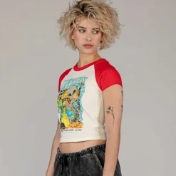 Grimey Top Ufollow Girl Raglan Fitted - Red | Spring 23 Online